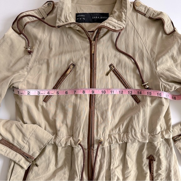 Zara Utility Military Equestrian Jacket Tan Size Small - Picture 11 of 15